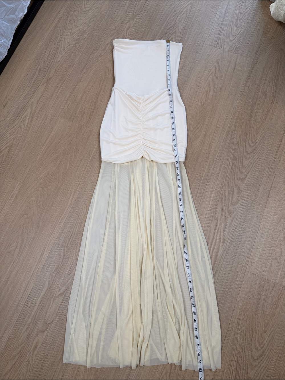 NWOT Meshki Caspian Strapless Mesh Slinky Maxi Dress S - Picture 7 of 11